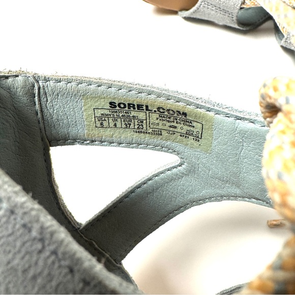 Sorel Cameron Blue Suede Wedge Platform Espadrille Sandals - Picture 9 of 9